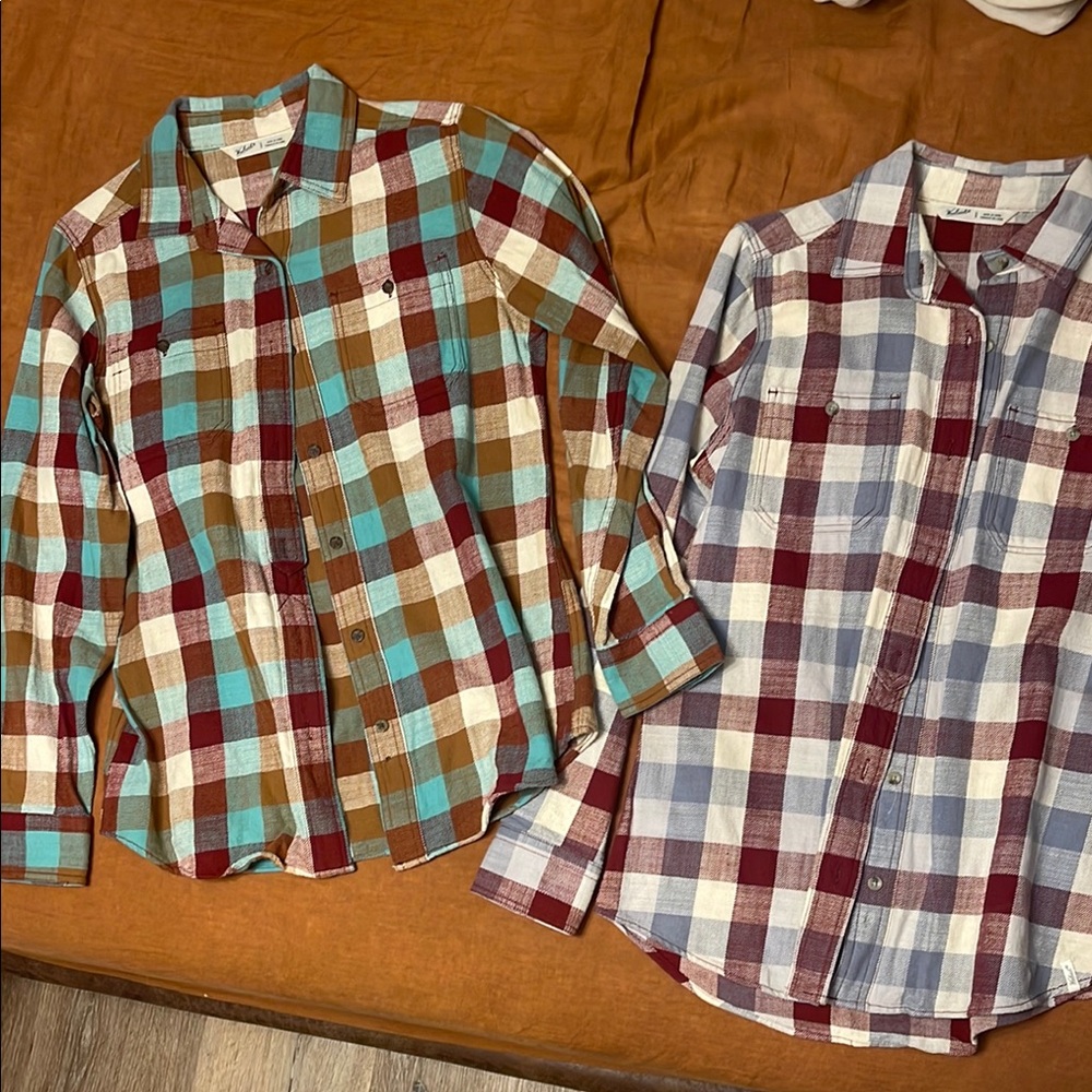 Women’s Plaid Button-Up Shirt - Blue and Brown